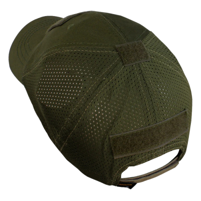 Boné verde-oliva com tecido perfurado e velcro