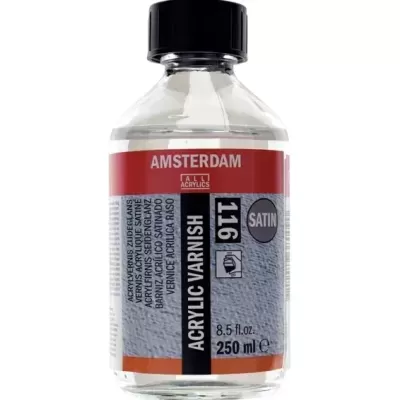 Frasco de verniz acrílico Amsterdam Satin 250 ml com tampa preta