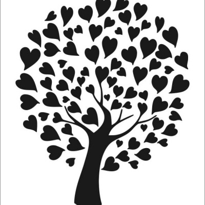 Stencil 20x30cm Arvore Corações