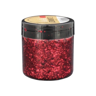 Frasco de glitter vermelho com tampa preta