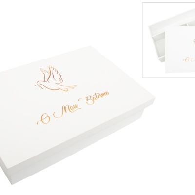 Caixa Batizado Pintada Branca c/Pomba-LG