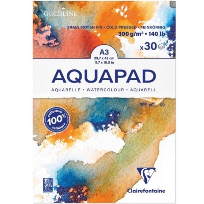 Bloco de papel AQUAPAD para aguarela Clairefontaine A3 com folha de 300 g/m²