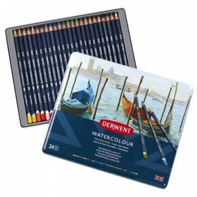 Conjunto de lápis de cor aquarelável DERWENT WATERCOLOUR com 24 lápis