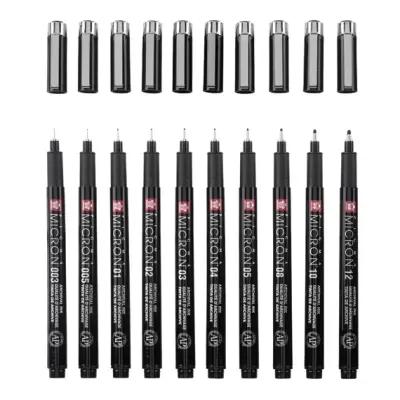 Conj. 10 Pigma Micron Black Edition + estojo Conj. 10 Pigma Micron Black Edition + estojo