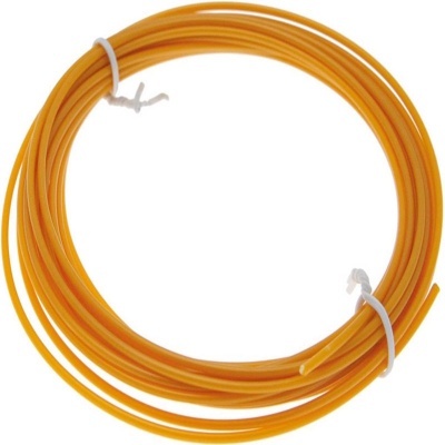 Rolo de fio laranja enrolado com amarras brancas