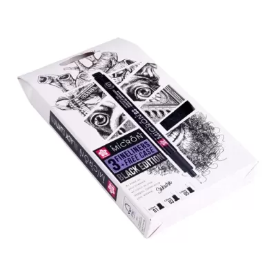 Conj. 3 Pigma Micron Black Edition + estojo