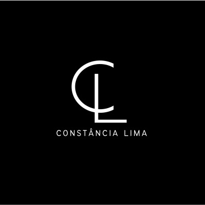 Logotipo branco de Constância Lima num fundo preto