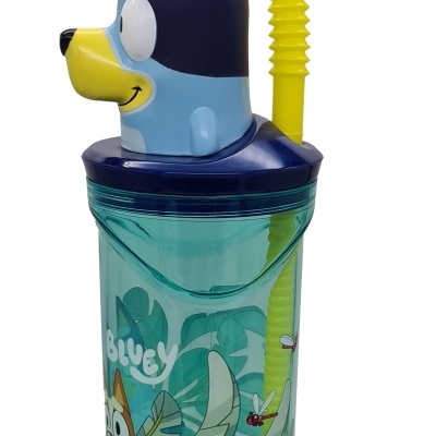 Copo 3D Bluey com palhinha