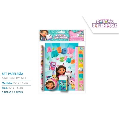 Conjunto de Papelaria 5 Peças Gabby's Dollhouse