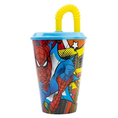 Copo Homem Aranha com Palhinha de 430 mL