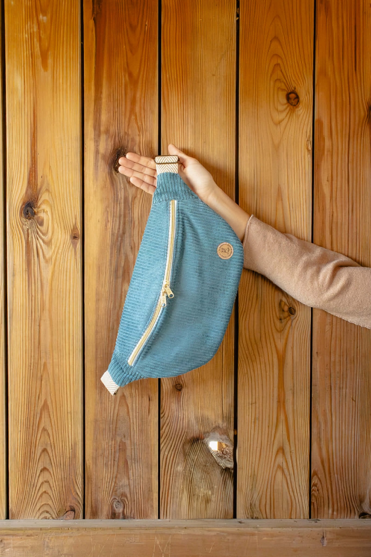 BumBag Bombazine Risca Larga Azul