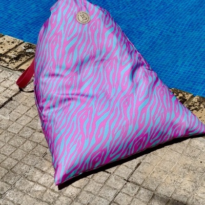 Puff de Praia #93 (versão de capa amovível) - rosa e verde