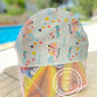 Mochila de Praia Sereias Fundo Azul