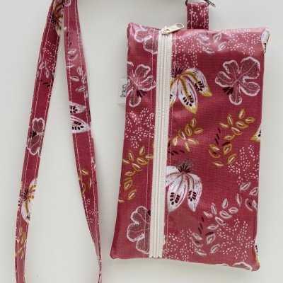 Bolsa Telemóvel Flores fundo rosa