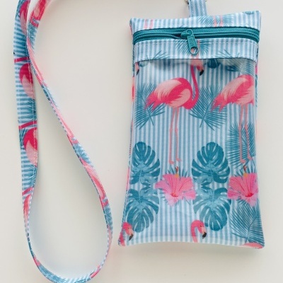 Bolsa Telemóvel Flamingos Rosa