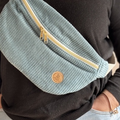 BumBag Bombazine Risca Larga Azul