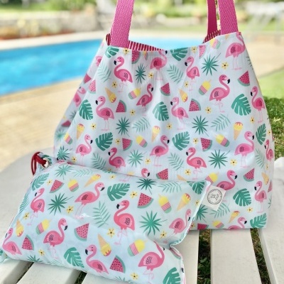 Saco de Praia Flamingos&Gelados