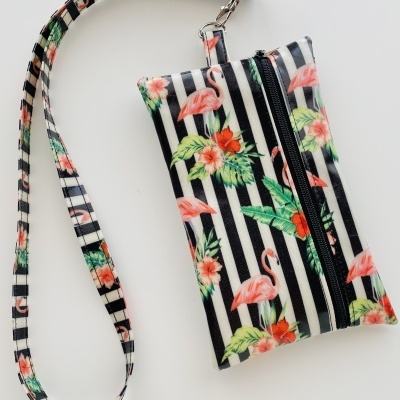 Bolsa Telemóvel Flamingos Riscas