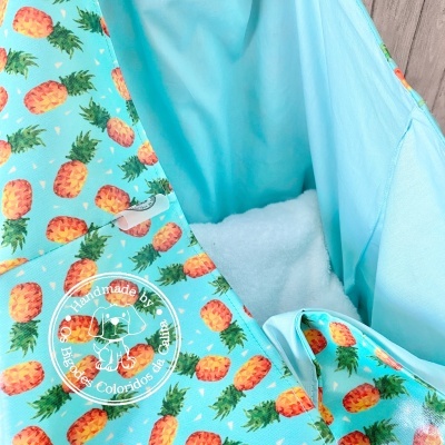 Saco de Praia Ananases Fundo Turquesa