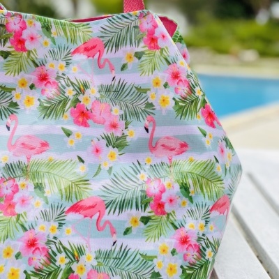 Saco de Praia Flamingos&Flowers