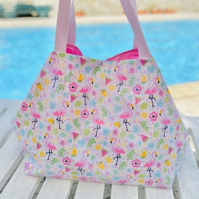 Saco de Praia Flamingos Florais