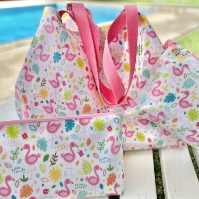 Saco de Praia Tiny Flamingos