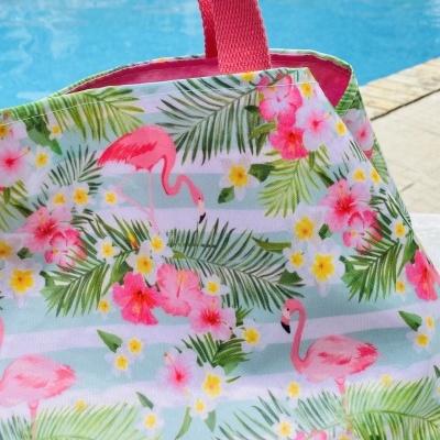 Saco de Praia Flamingos&Flowers
