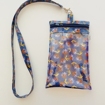 Bolsa Telemóvel Flores de Inverno Azul Escuro