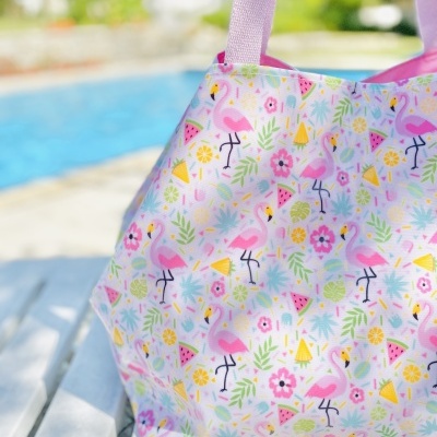 Saco de Praia Flamingos Florais