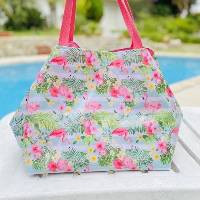 Saco de Praia Flamingos&Flowers