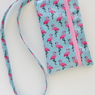 Bolsa Telemóvel Flamingos Turquesa