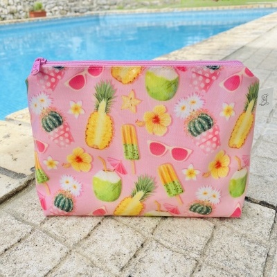 Necessaire Plastificada Pequena Tropical Pink