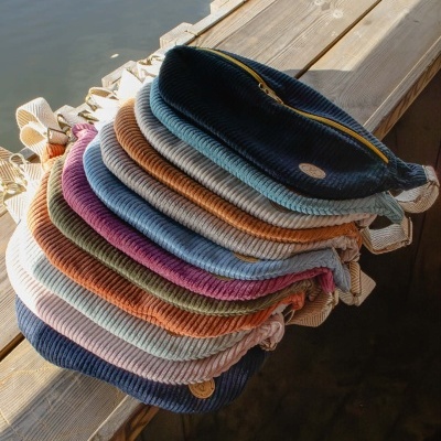 BumBag Bombazine Risca Larga Verde Claro