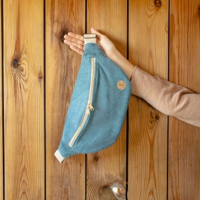 BumBag Bombazine Risca Larga Azul