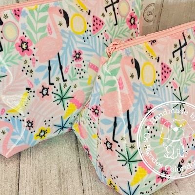 Necessaire Plastificada Grande Pink Flamingo