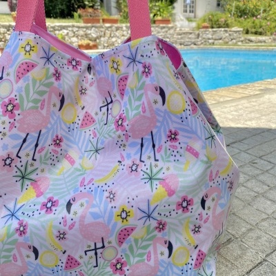 Saco de Praia Pink Flamingo