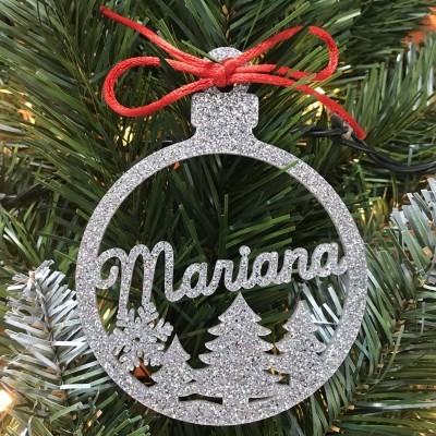 Bola Natal Recortada Prateada Pinheiro