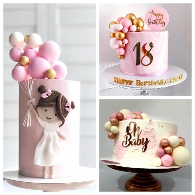 Toppers Bolas Rosa Claro - conj.20