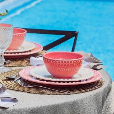 Prato Sopa Rosa Fantasia Bordallo Pinheiro