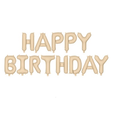 Balões Happy Birthday Bege Nude