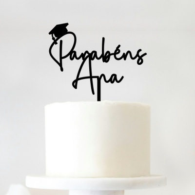 Topo Bolo Acrilico Parabéns Finalista