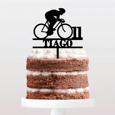 Topo Bolo Ciclista Bicicleta Nome e Idade
