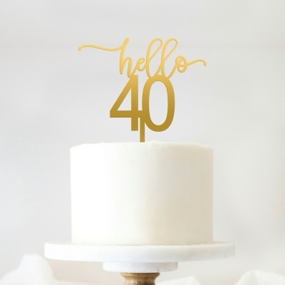 Topo Bolo Hello 40 Acrilico