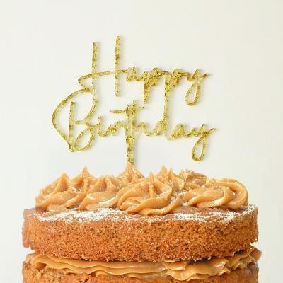 Topo Bolo Happy Birthday Letra 1 Acrilico Confetis