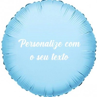 Balão + Texto Redondo Azul Claro
