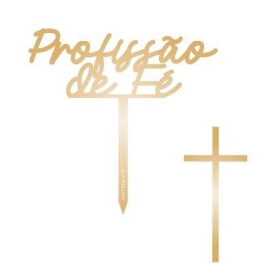 Topo Bolo Profissão de Fé + Cruz