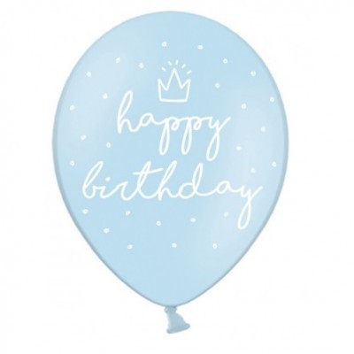 Conj. 6 Balões Azul Happy Birthday