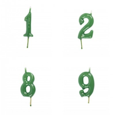 Vela Número Artesanal Verde Escuro