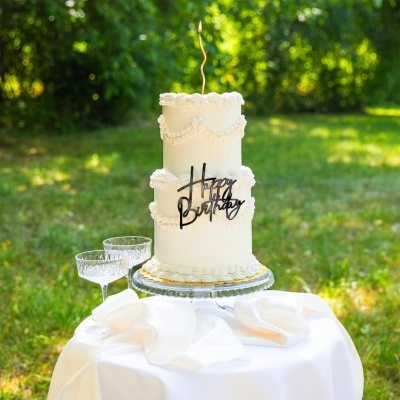 Front Topper Happy Birthday Preto