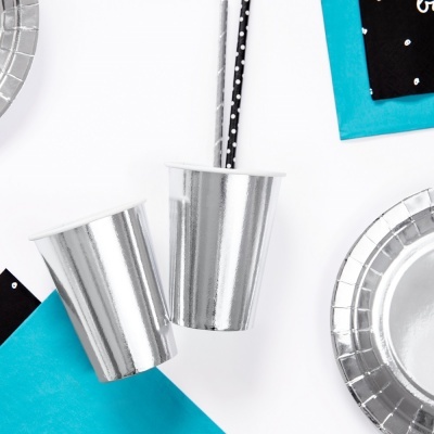 Copos Prateado Metálico Lisos